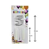 Mika Şeffaf 5 Rakam Gümüş Mum Set
