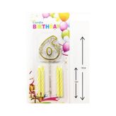 Mika Şeffaf 6 Rakam Gold Mum Set