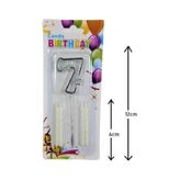 Mika Şeffaf 7 Rakam Gümüş Mum Set