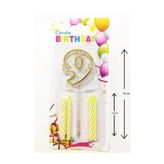 Mika Şeffaf 9 Rakam Gold Mum 12Cm
