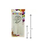 Mika Şeffaf 9 Rakam Gümüş Mum 12Cm