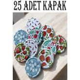 Mikasso 25 Adet Desenli Konserve Kavanoz Kapağı 82MM Silikonlu | Konserve Kapak Orijinal Kapak Metal Çok Ren