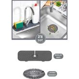 Mikasso 2’li Lavabo Matı ve Süzgeç Seti, Musluk Sünger Matı + Süzgeçli Banyo Küvet Evye Tıkacı Gider Kapağı