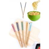 Mikasso 5 Çift Desenli Uzakdoğu Bambu Chopsticks Yemek Çubuğu Ahşap Kahverengi