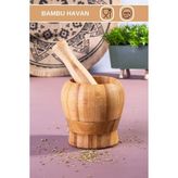 Mikasso Doğal Bambu Ahşap Sarımsak Ezeceği Havan Ahşap
