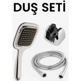Mikasso Kare Duş Başlığı Seti Gümüş Plastik