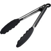 Mikasso Metal Saplı Silikon Uçlu Servis Maşası 25 cm Siyah Silikon Siyah