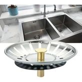 Mikasso Paslanmaz Çelik Süzgeç Lavabo Evye Filtre Mutfak Gider Süzgeci ve Tıkacı Çift Yönlü (8 Cm) Çelik