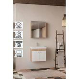 Milano 60 Cm, Lavabolu Banyo Dolabı Seti, Lavabo Dahil, Ayna Dahil, Sonomo Meşe, Mdf Teşhir