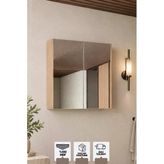 Milano 80 Cm, Banyo Dolabı, Üst Modül, Aynalı Dolap, Atlantis Meşe