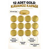 Milea 12 Adet Gold Kavanoz Kapağı – 63 mm (370 ml ve 210 ml kavanozlara uyumlu)