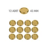 Milea 12 Adet Gold Metal Kavanoz Kapağı – 43 mm (29 ve 40 cc kavanozlara uyumlu)