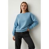 milidia Kadın Oversize Bisiklet Yaka Basic Sweatshirt BEBE MAVİ