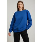 milidia Kadın Oversize Bisiklet Yaka Basic Sweatshirt SAX MAVİ