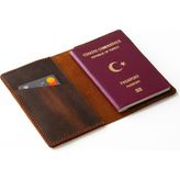 Mimas Design Hakiki Deri Pasaport Kılıfı - Taba