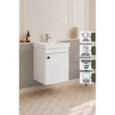 Mimoza 50 Cm, Mdf, Lavabolu Alt Banyo Dolabı, Kapaklı Banyo Dolabı, Seramik Lavabo Dahil, Mdf Beyaz