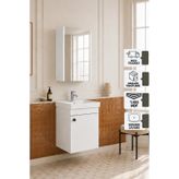 Mimoza 50 Cm, Mdf, Lavabolu, Aynalı Banyo Dolabı Seti, Seramik Lavabo Dahil, Beyaz, Mdf