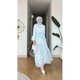 Mimoza Şifon Elbise - Mavi