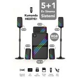 mimtec 5+1 Ev Sinema Sistemi - Bluetoothlu RGB Aydınlatmalı Hoparlör 100W Amfi 5x15W Speaker