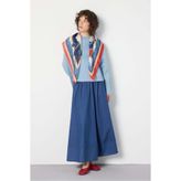 mina aise Crop Geniş Kol Oversize Basic T-shirt Mavi