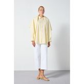 Minaaise Kadın Sarı Fularlı Oversize Poplin Gömlek 31087