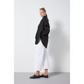 Minaaise Kadın Siyah Fularlı Oversize Poplin Gömlek 31087