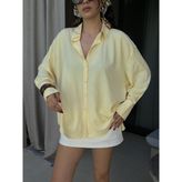 minaaise Sarı Oversize Geniş Manşetli Kadın Gömlek 27384