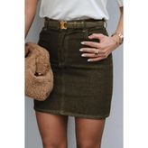 Mine Tan Butik Kısa Denim Etek - Haki