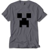Minecraft Creeper Face Gri Tişört - S