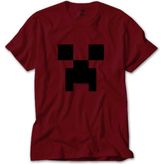Minecraft Creeper Face Kırmızı Tişört - S