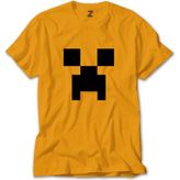 Minecraft Creeper Face Sarı Tişört - XS