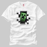Minecraft Creeper Inside Erkek Tişört - 2XL - Beyaz