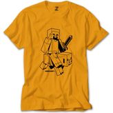 Minecraft Sketcky Steve Sarı Tişört
