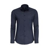 Mini Kare Desenli Slim Fit Mavi Erkek Gömlek - Wessi