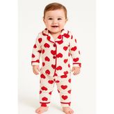 Mini Love Tuem Baby Kız Bebek Gömlek Yaka Kırmızı Kalp Baskılı Uzun Kollu Pijama Takımı 6-9 Ay/ 9-12 Ay/ 12-18 Ay/ 18-24 Ay - Beyaz - 6 - 9 Ay