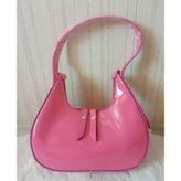 Mini Oval Rugan Mini El Çantası - 01P-Pembe