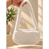 Mini Peluş Omuz Çantası - Beyaz