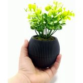 Mini Saksıda Yapay Çiçek Bitki Şimşir Gerçek Taş Yosunlu Toplam 18 Cm Dekoratif Masa Raf Çiçeği - Yeşil