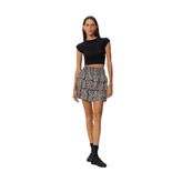 Mini Şort Etek Leopar Desenli Volanlı Katlı Gipeli Slim Fit