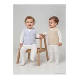 Minidamla Basic 2'li Set Bebek Yelek, 9-12 Ay, Mavi ve Krem