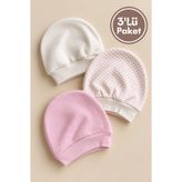 Miniel Unisex Bebek Yeni doğan Pamuklu Bebek Bere 3'Lü Set