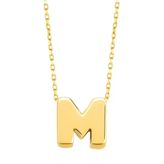 Minimal 0.7 Mm M Harfli Kolye 14 Ayar Altın