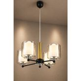 Minimal Luxury Crystal Black & Gold Quad Cam Avize - Siyah - Bal