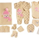 Minimio Kids 10'lu Premium Kardan Adam Ayıcık Nakışlı Bebek Hastane Çıkışı - 0 - 3 Ay - Pembe