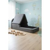 MiniWood Montessori Katlanır Çocuk Yatak Oyun Alanlı Karyola Sünger Yer Yatağı Bebek Beşik - Antrasit - 90 x 190 cm