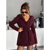Minshe Kapüşonlu Kase Kaban - Bordo