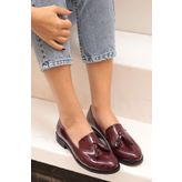 Mio Gusto Iris Bordo Rugan Kadın Babet