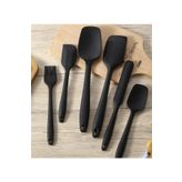 Miomi Isıya Dayanıklı Yanmaz Yapışmaz Silikon Spatula Seti 6 Parça Siyah
