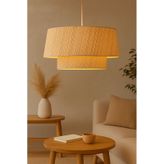 Mira Grande Rattan Hasır Avize Bej