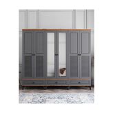 Miracool Panjur Fix 6 Kapılı Dolap / %100MDF / Çam-Antrasit